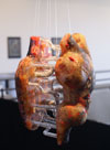 Glass / glass sculpture of a humnan heart and stomach